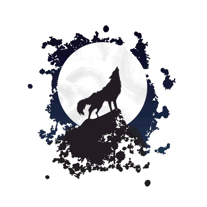 Howling Wolf Wolf at Full Moon