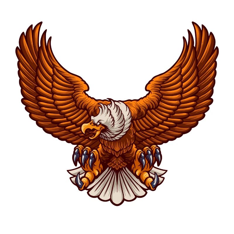 Eagle flies and grasps with claws