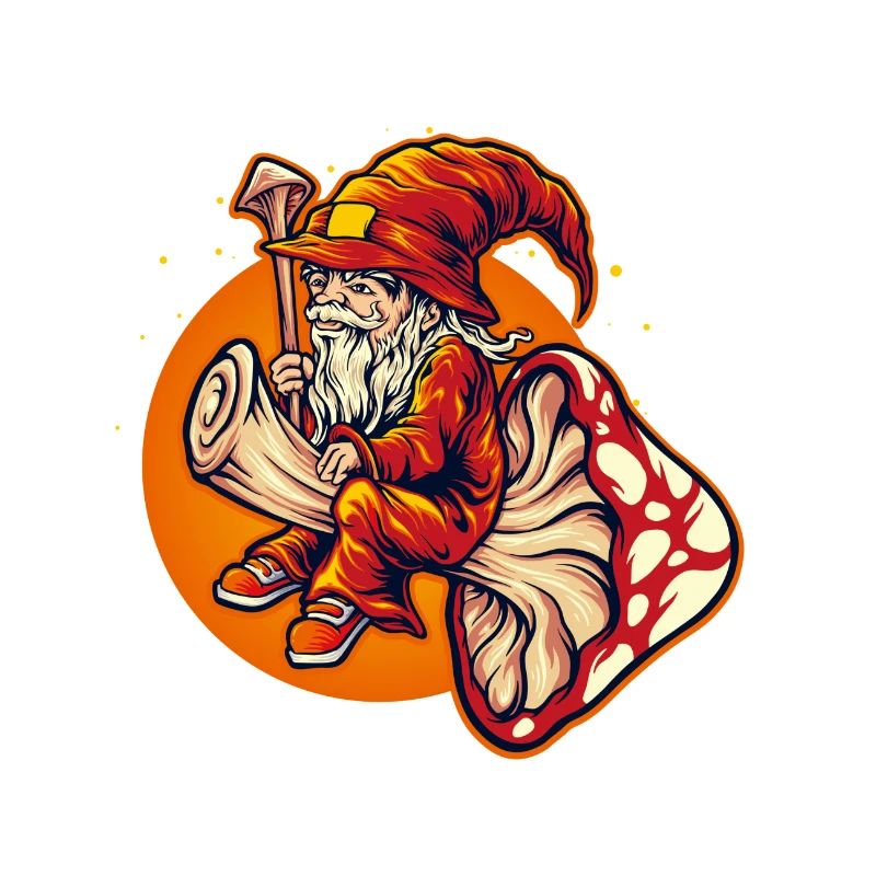 Dwarf wizard riding toadstool