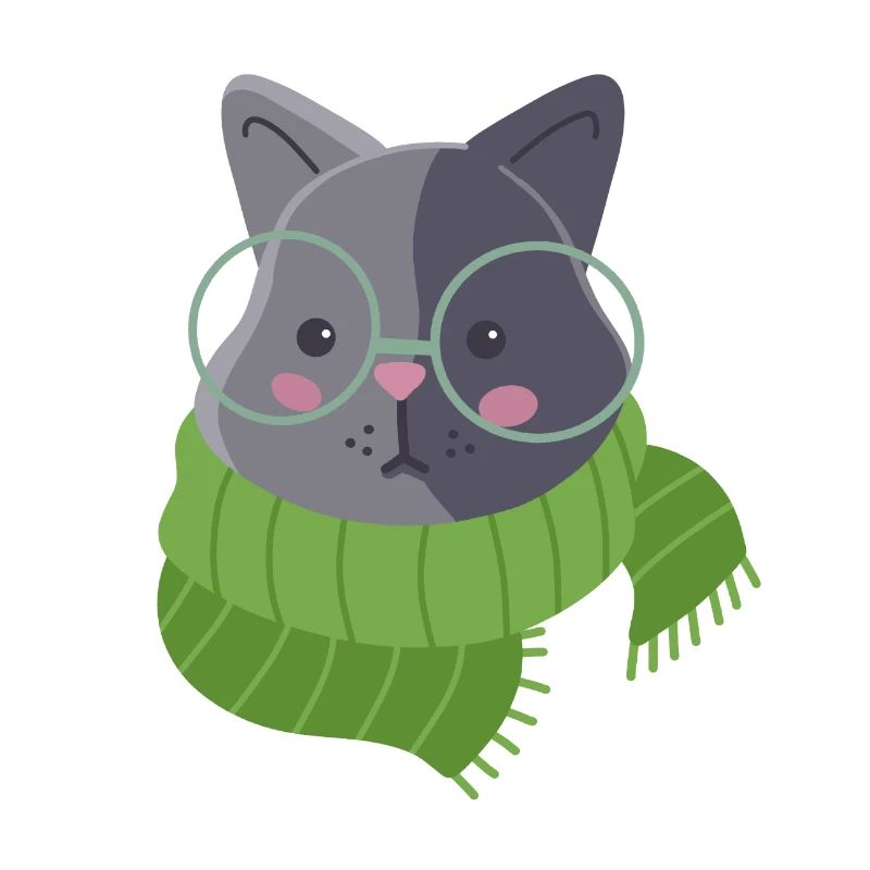 Écharpe grise mignonne de chat de chat dessiné à la main