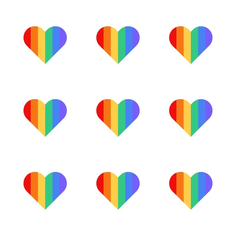 Rainbow heart pattern
