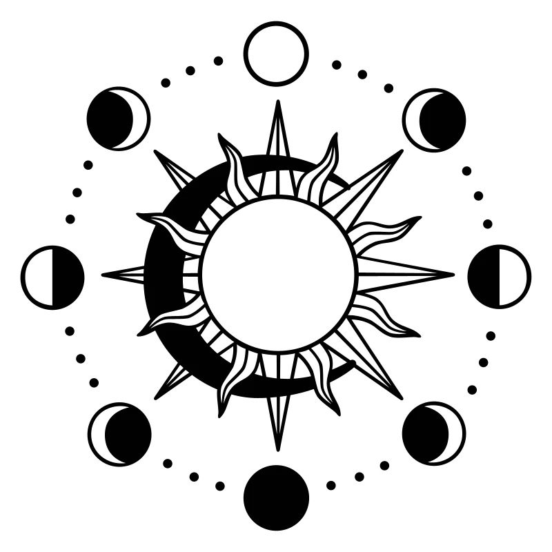 Mondphasen Symbol mit Sonne