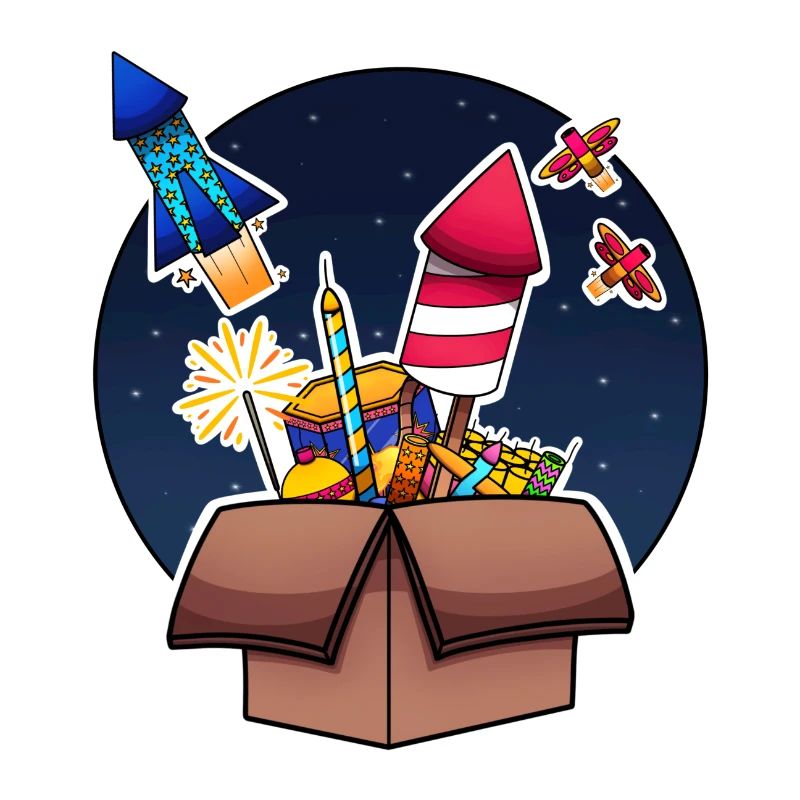 Colorful Fireworks In Box Exploding