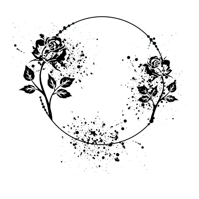 Round rose frame with color spots