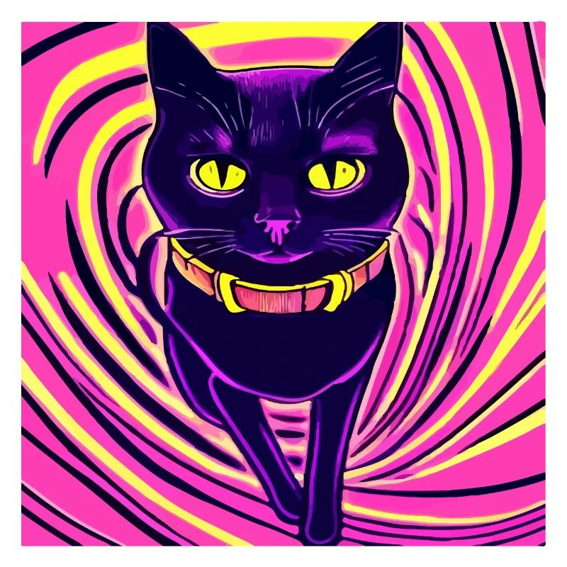 Illustration eines Porträts einer psychedelischen Katze