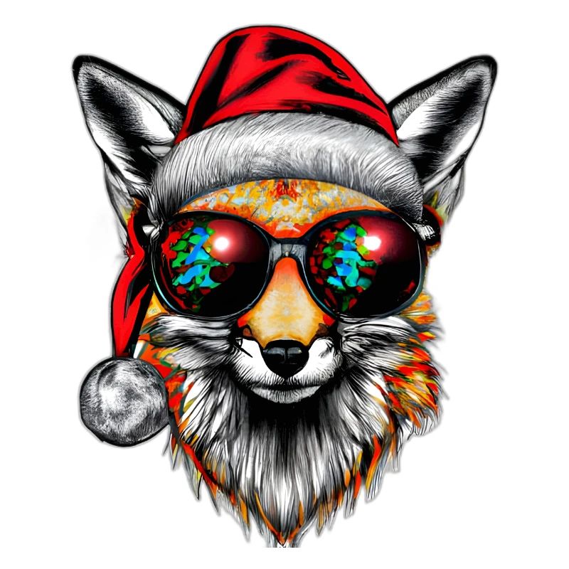 Weihnachts Fuchs mit BunterSonnenbrille
