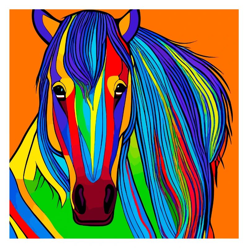 Farbenfrohe Illustration eines Pferdes