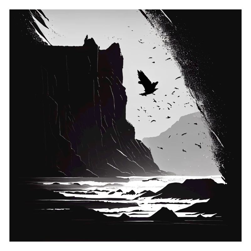 rough sea with cliffs