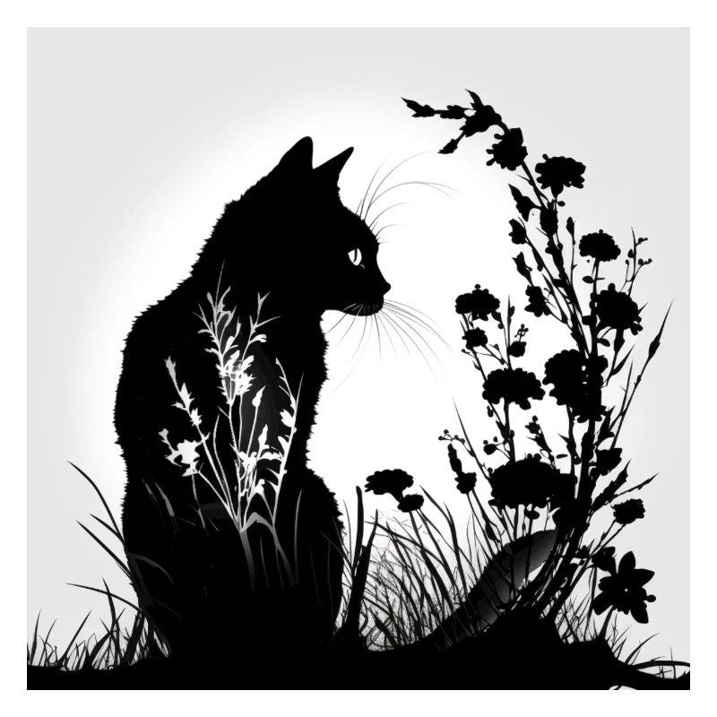 Silhouette Katze im Gras