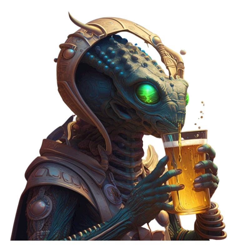 Alien trinkt Bier