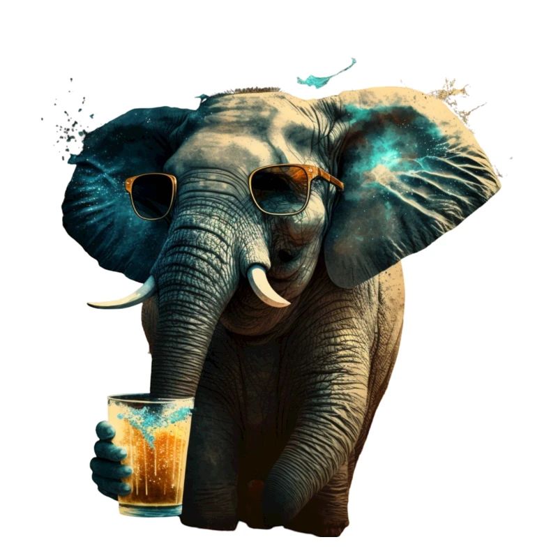 Cooler Elefant mit Bier und Sonnenbrille