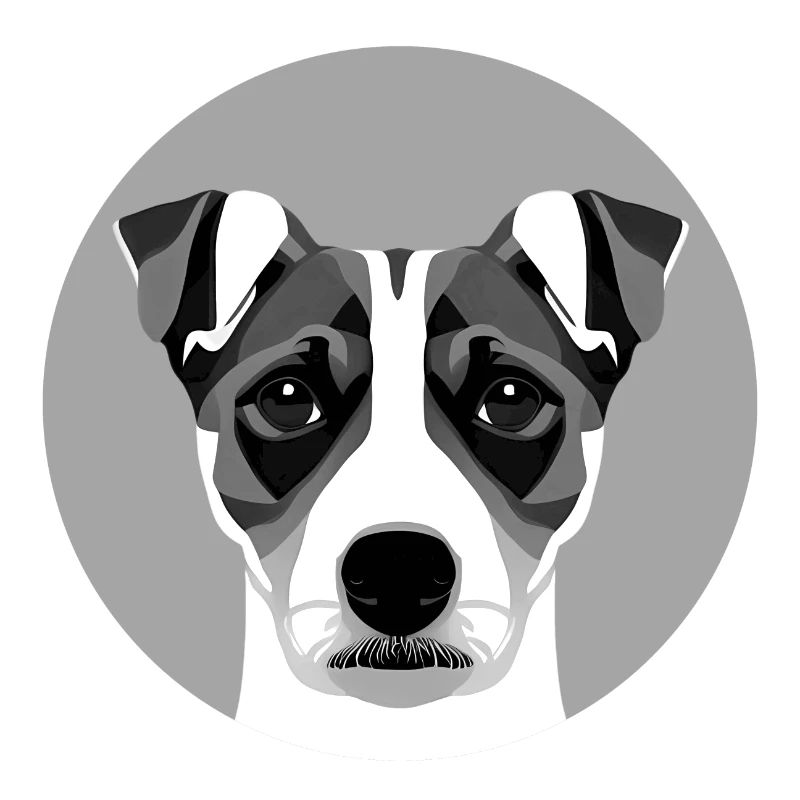 Jack Russel Terrier Grey Circle Graphic