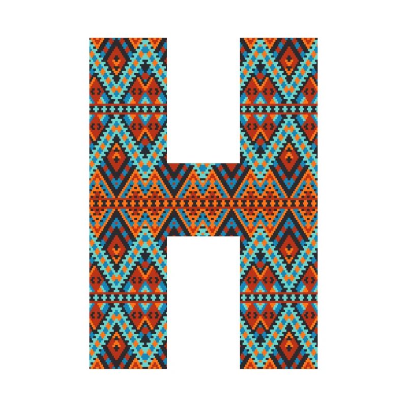 Buchstabe H - Boho-Design, buntes Monogramm