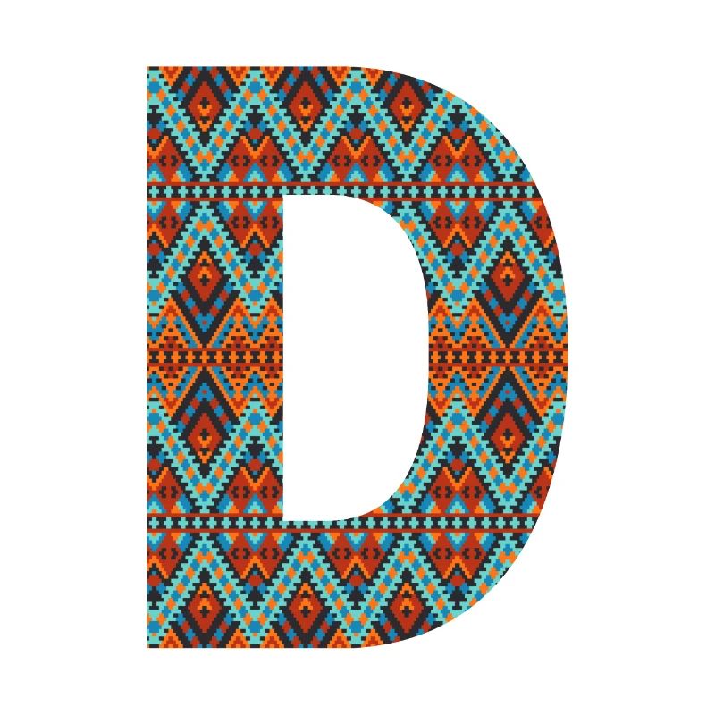 Buchstabe D- Boho-Design, Buntes Monogramm