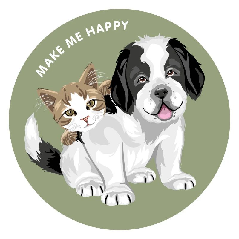 Chien chiot Saint Bernard et chat mignon
