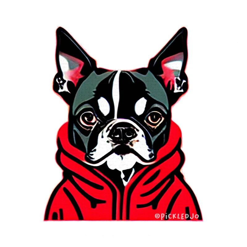 Boston Terrier Roter Kapuzenpullover Pop Art