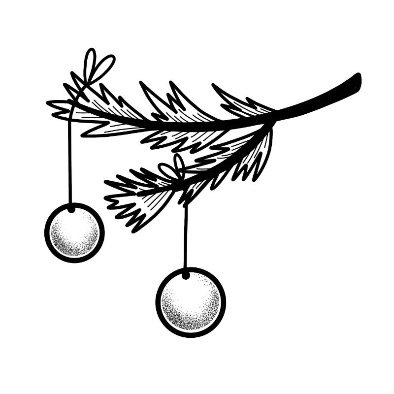 Boho Tattoo Christmas tree Branch with baubles