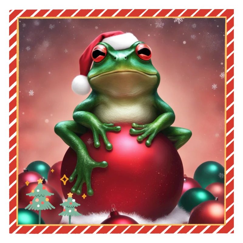 Frosch mit Weihnachtskugel 3