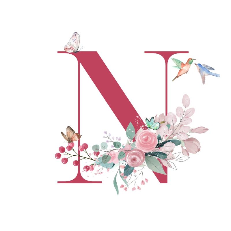 Letter n floral - gift idea