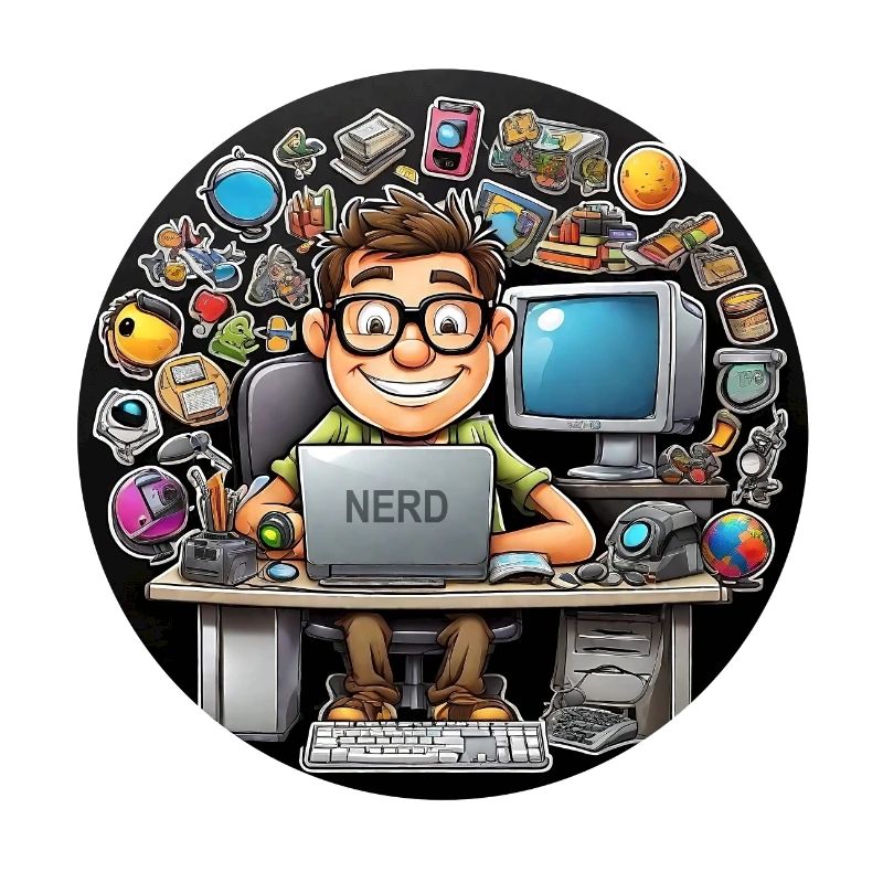 Fancy Retro PC Nerd At An Old Computer Workstation