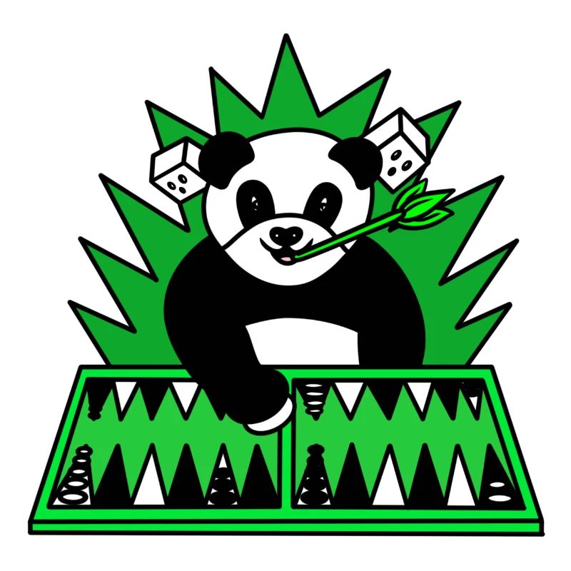 Funny panda play backgammon
