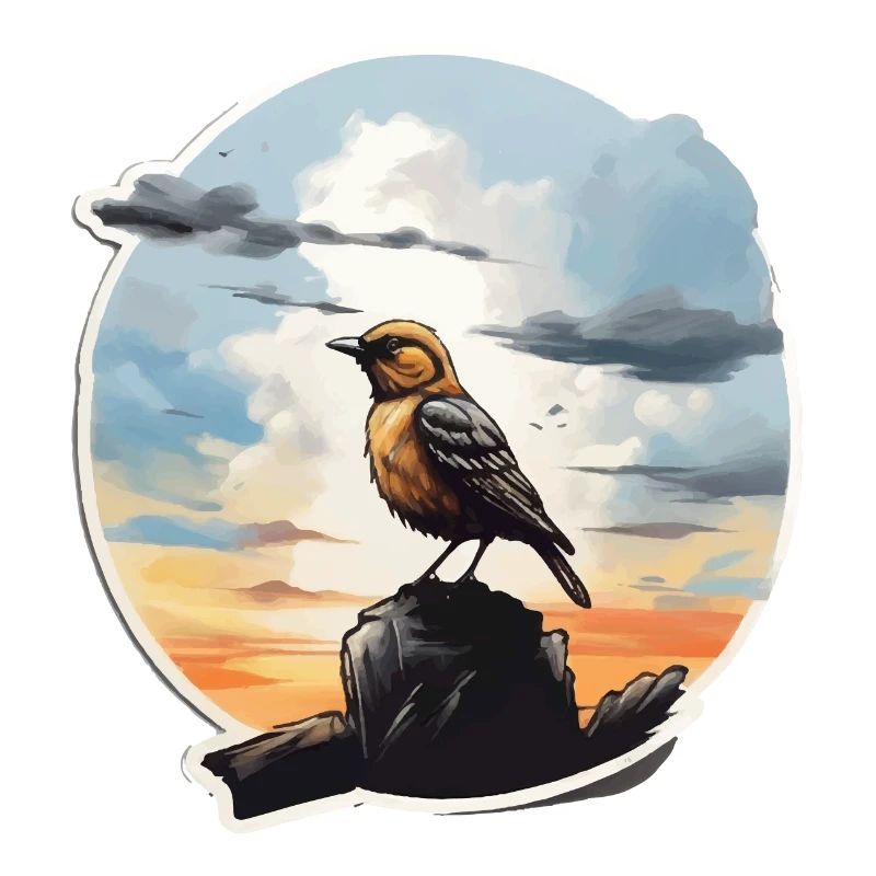 Landschaft Gemälde mit Vogel