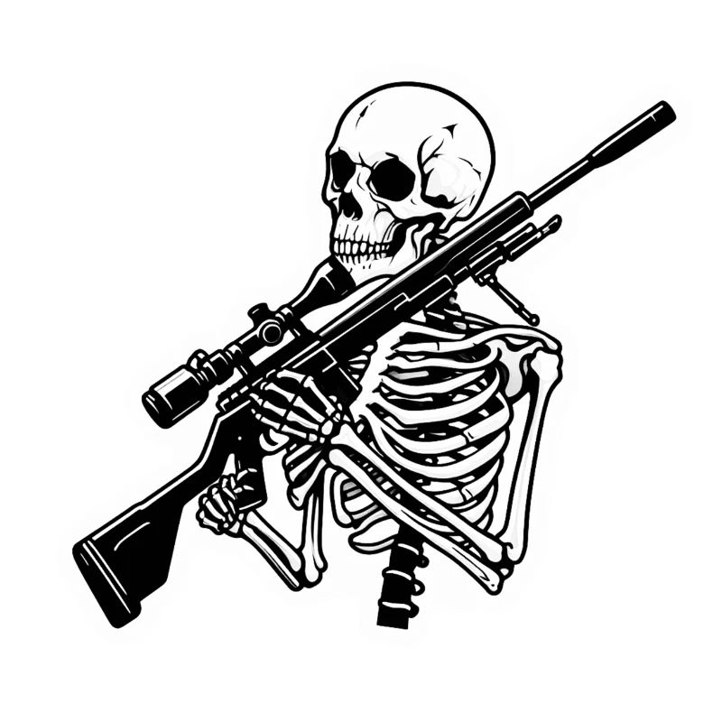 Skelett mit Scharfschützengewehr