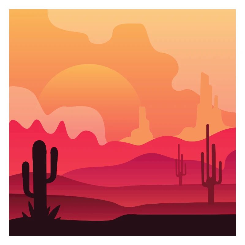 Desert Cactus Silhouette Sunset