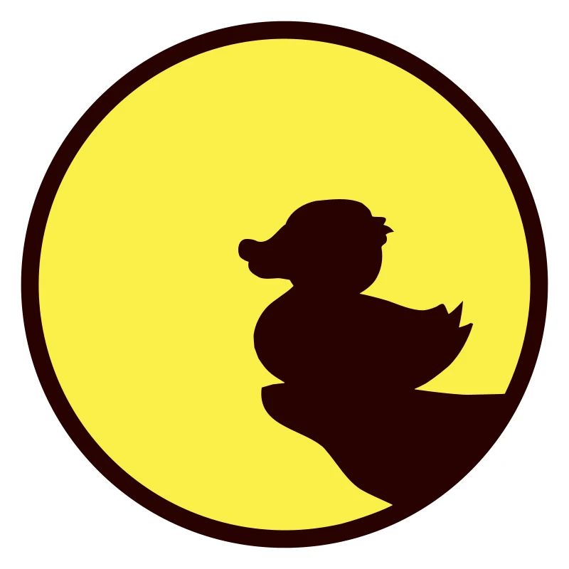 Ente sitzt Mond nachts Klippe Werwolf heulen Wolf