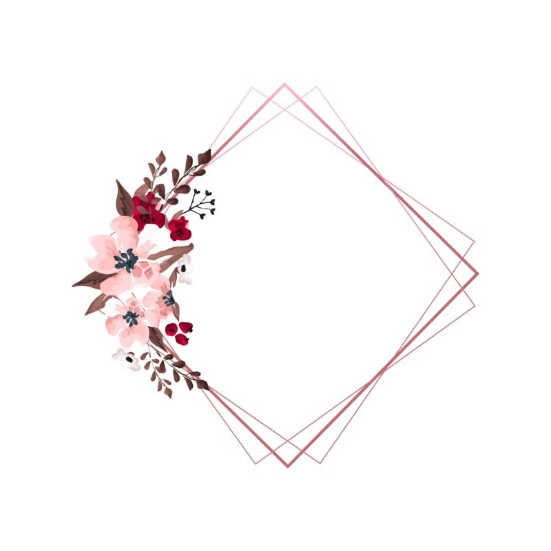 Flowers in Rectangular Frame / Pink Tones