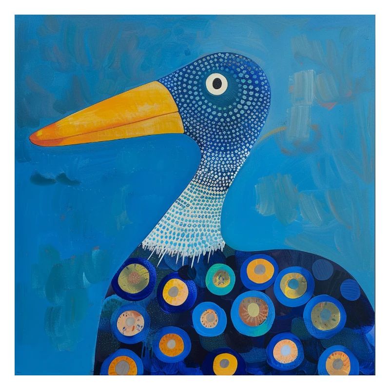 Blue Colorful Duck Stylized Abstract Nursery