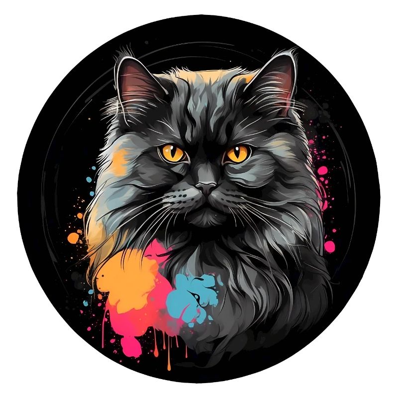 Portrait mignon de chat persan avec des éclaboussures de couleur