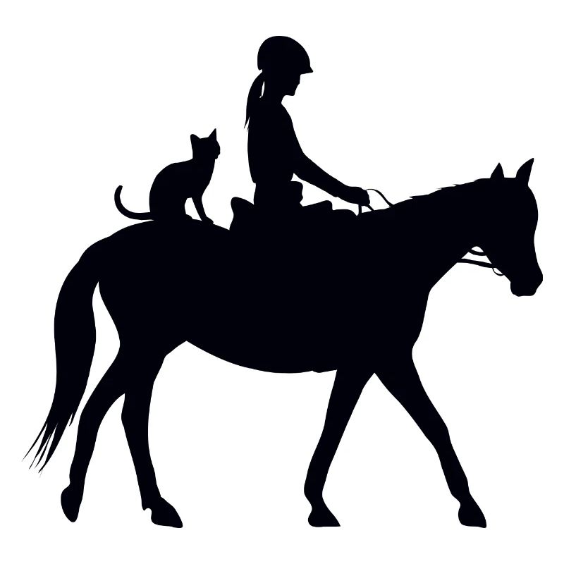 Cavalière Cheval et chat