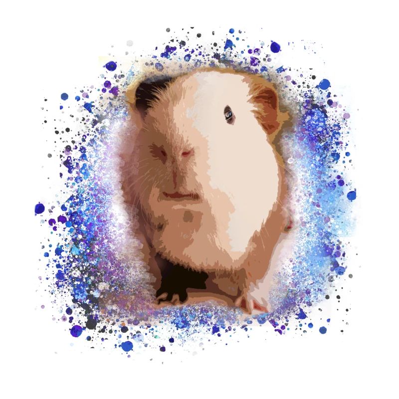 guinea pig, graffiti,painting,green,blue