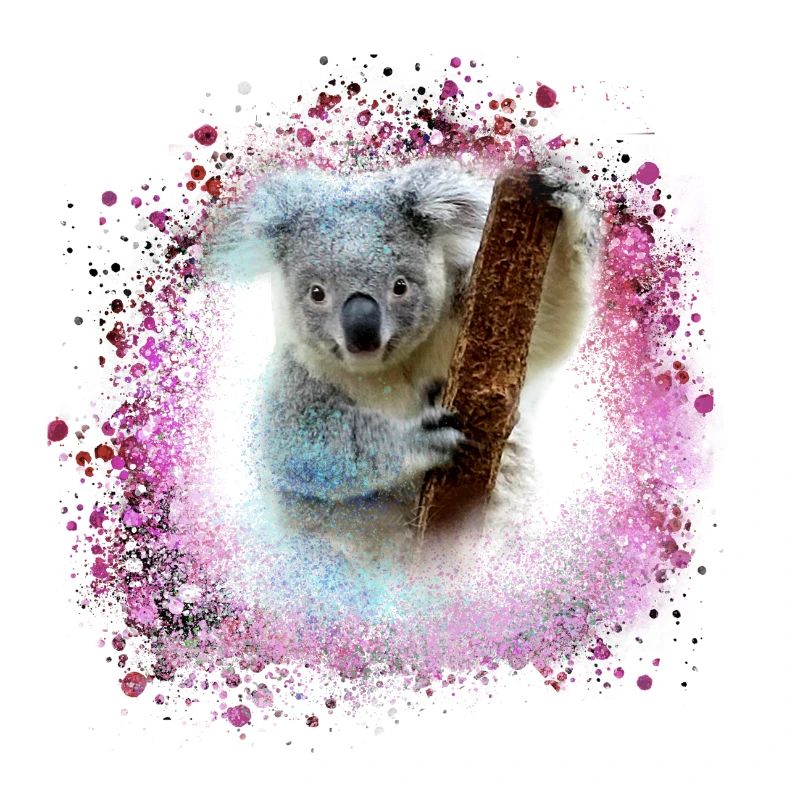 koala ,pink,graffiti,painting,koala bear, brush