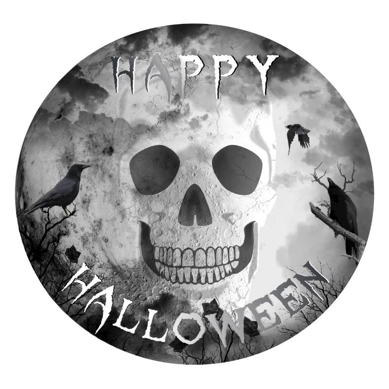 halloween skull crows