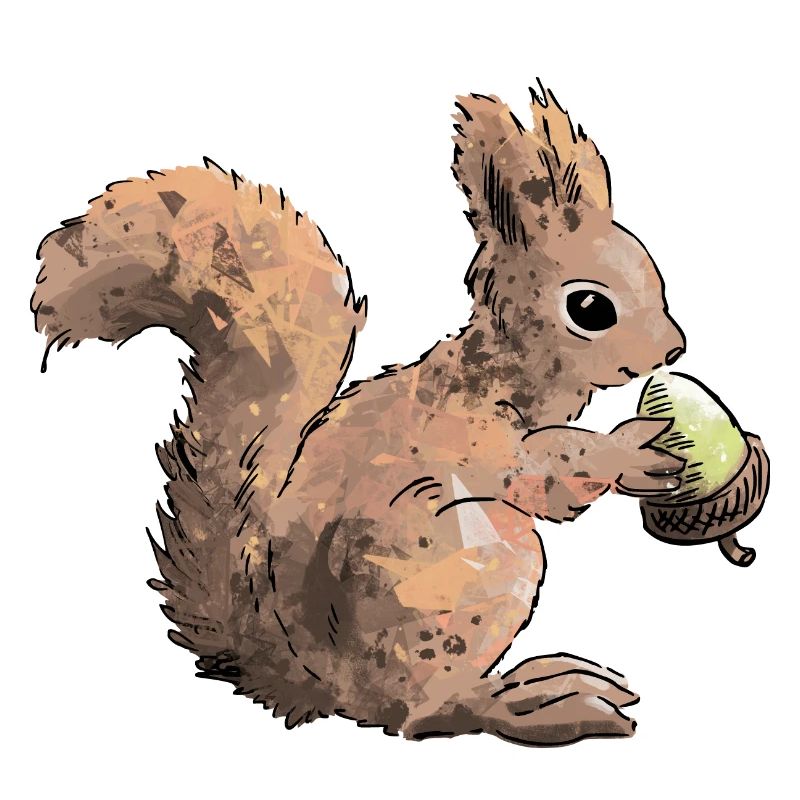 Buntes Eichhörnchen mit einer Nuss