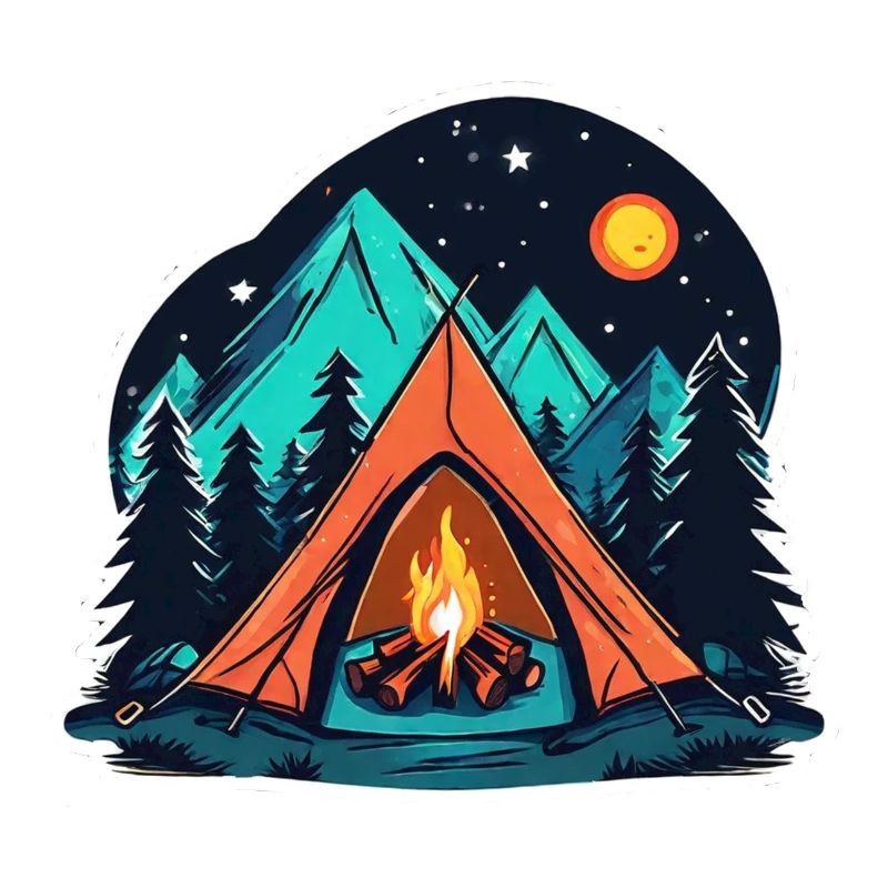 Camping, tent and campfire