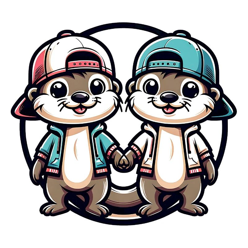 Two Cute Otter Buddies Buddies Forever