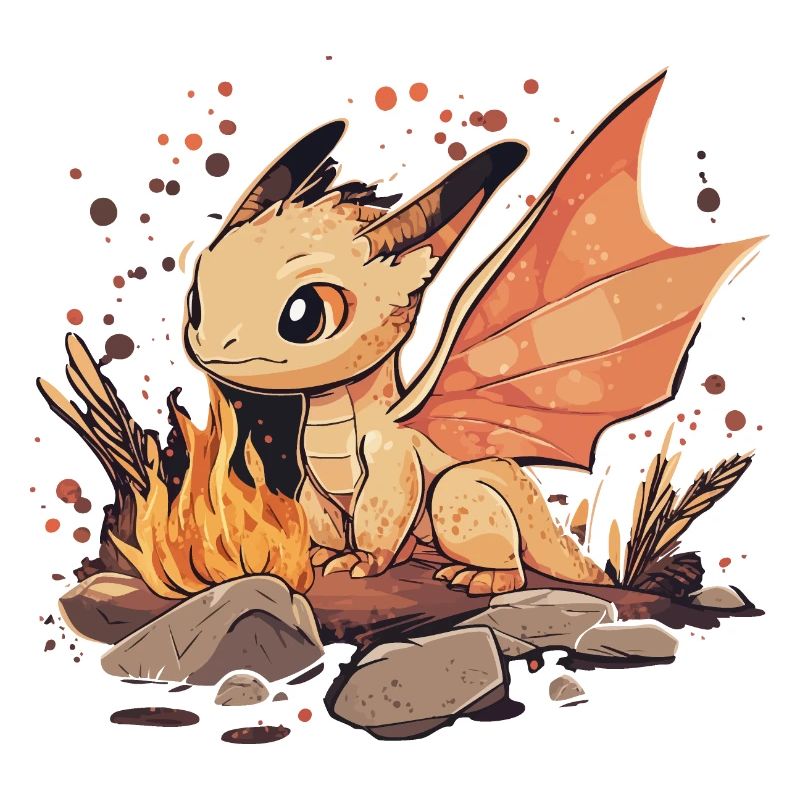 Comic Drache mit Feuer