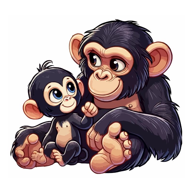 Schimpansenmutter mit Kind