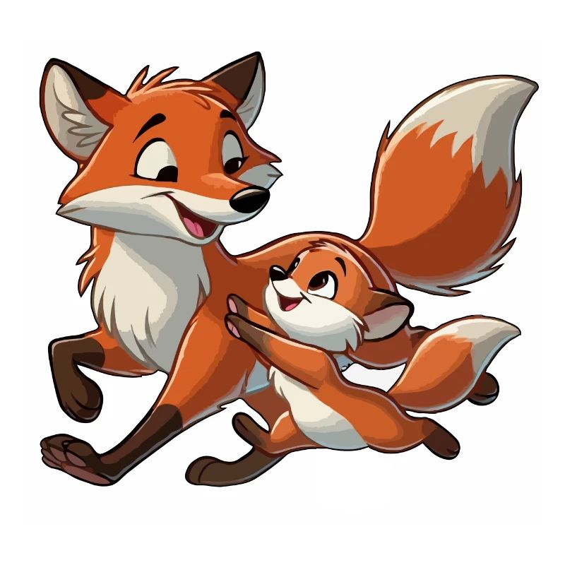 Fuchs mit herumtollendem Kind
