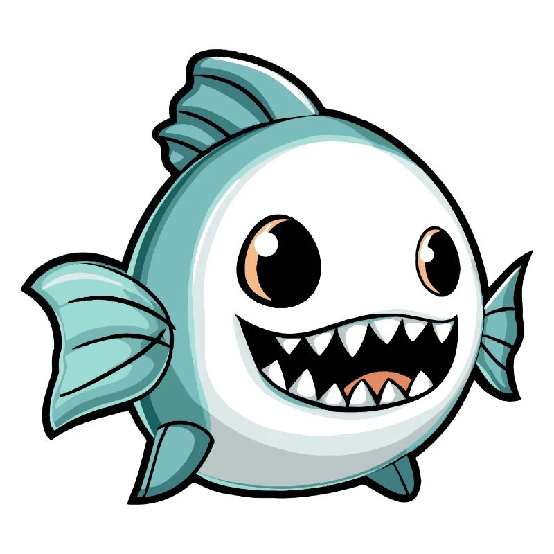 Piranha Fish Halloween Comic Ghost