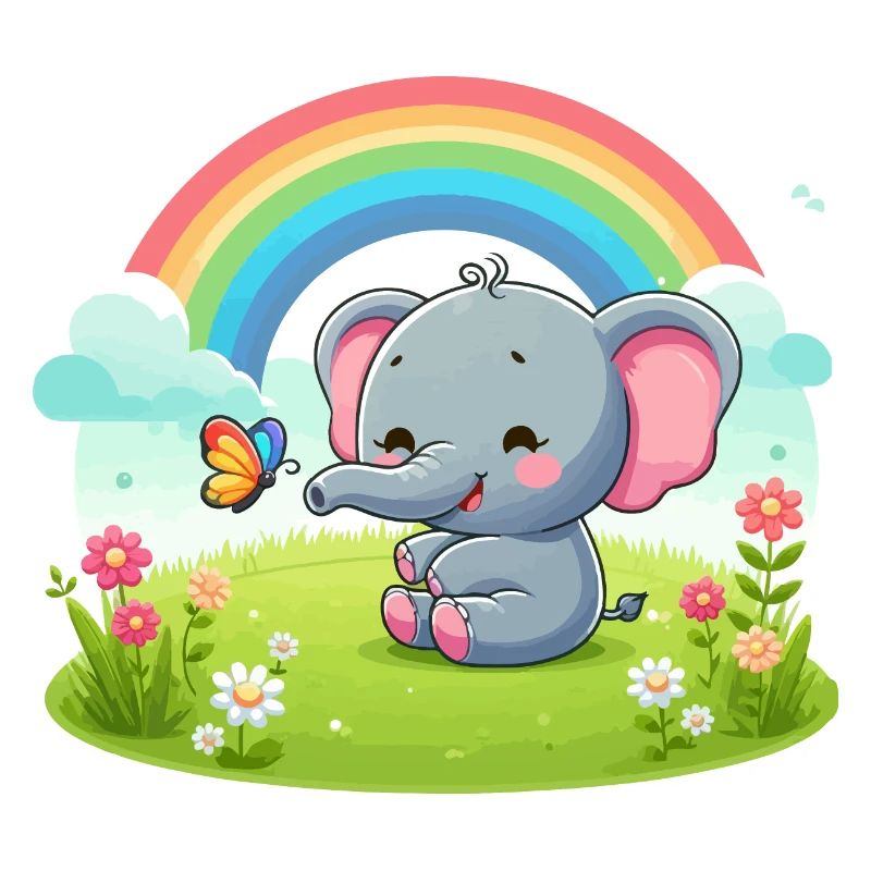 Joyful Elephant and Rainbow