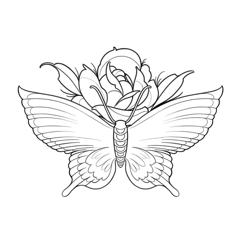 Schmetterling mit Rose