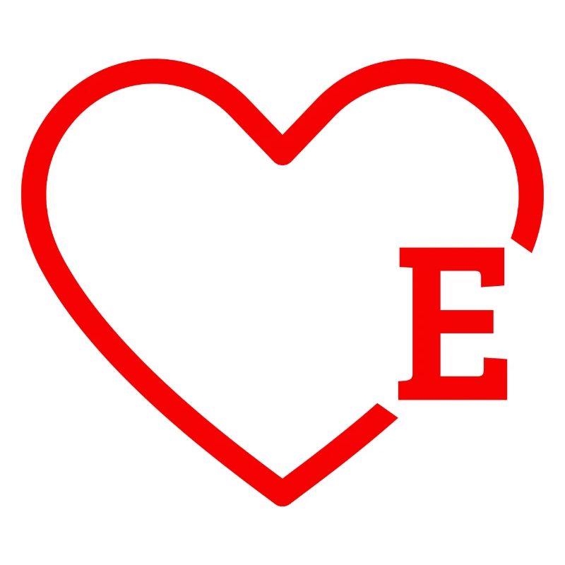 letter e red heart