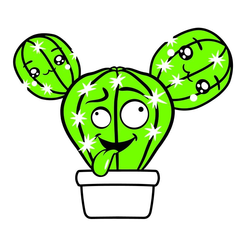 Cactus Cacti Face Prickly Funny Grimace