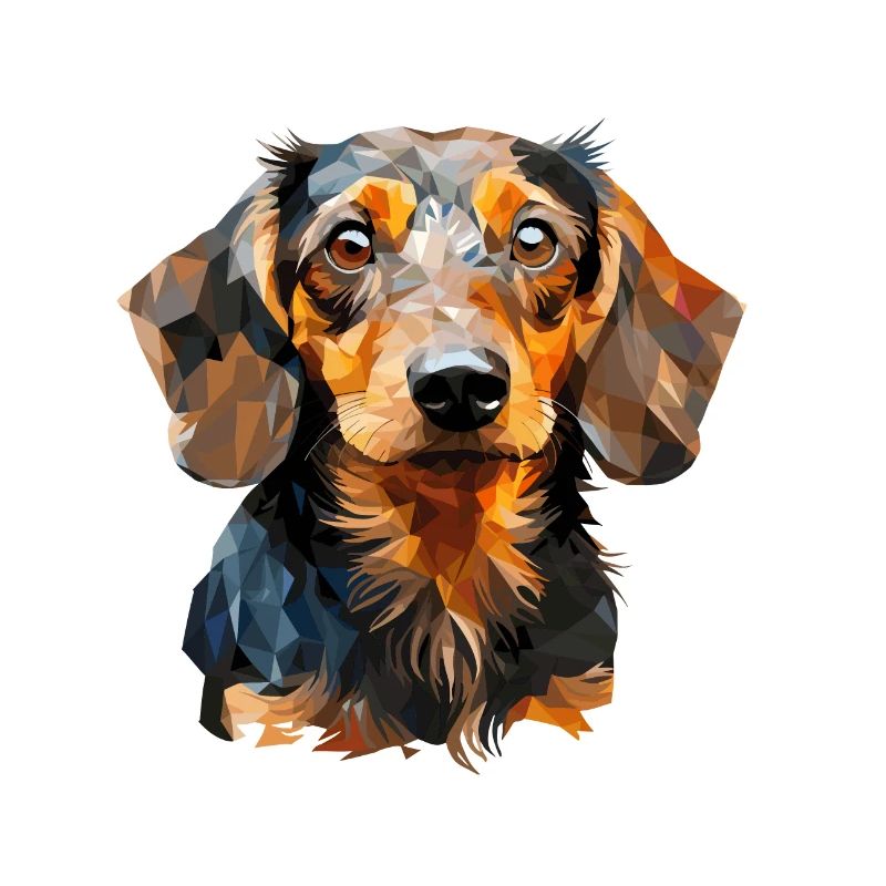 Teckel à poil dur dans la conception polygonale