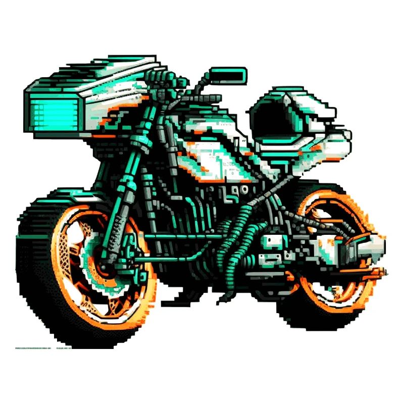 Motorcycle in 8 bit as vector graphics for bikers