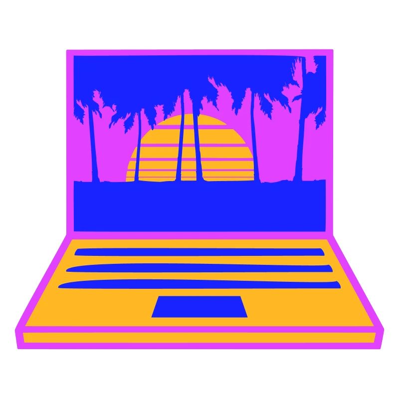 Laptop Computer Screen Palm Trees PC Strip Nerd